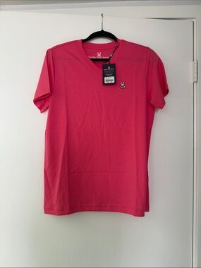 Psycho Bunny Men's V-Neck Tee in Bright Pink